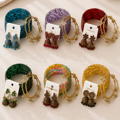Designer Jhumka & Bangles Set With Ghungroo Bangles